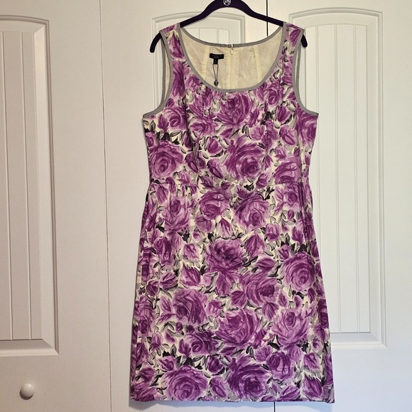 Talbots Dresses & Skirts - Talbots Floral Dress Womens 16 Purple Rose Sleeveless Cotton Fit Flare NWT